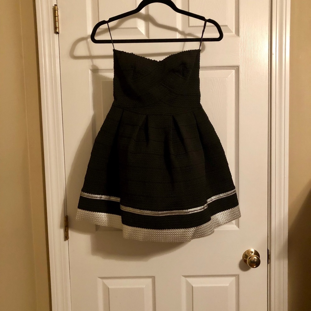 Strapless Black Structured Mini Dress, Size Small